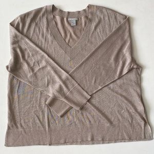 Women’s H&M Metallic V Neck Tope Sweater Size XL